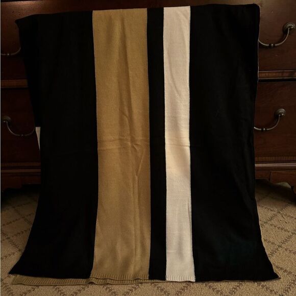 Parrish LA black/brown/ivory striped wrap NWOT - Picture 8 of 9